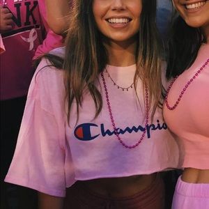 Champion Cropped Pink Tee